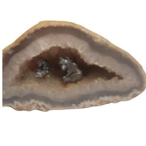 Agate Geode Stone Rock Cave with‎ Pewter Figurines Natural Home Decor